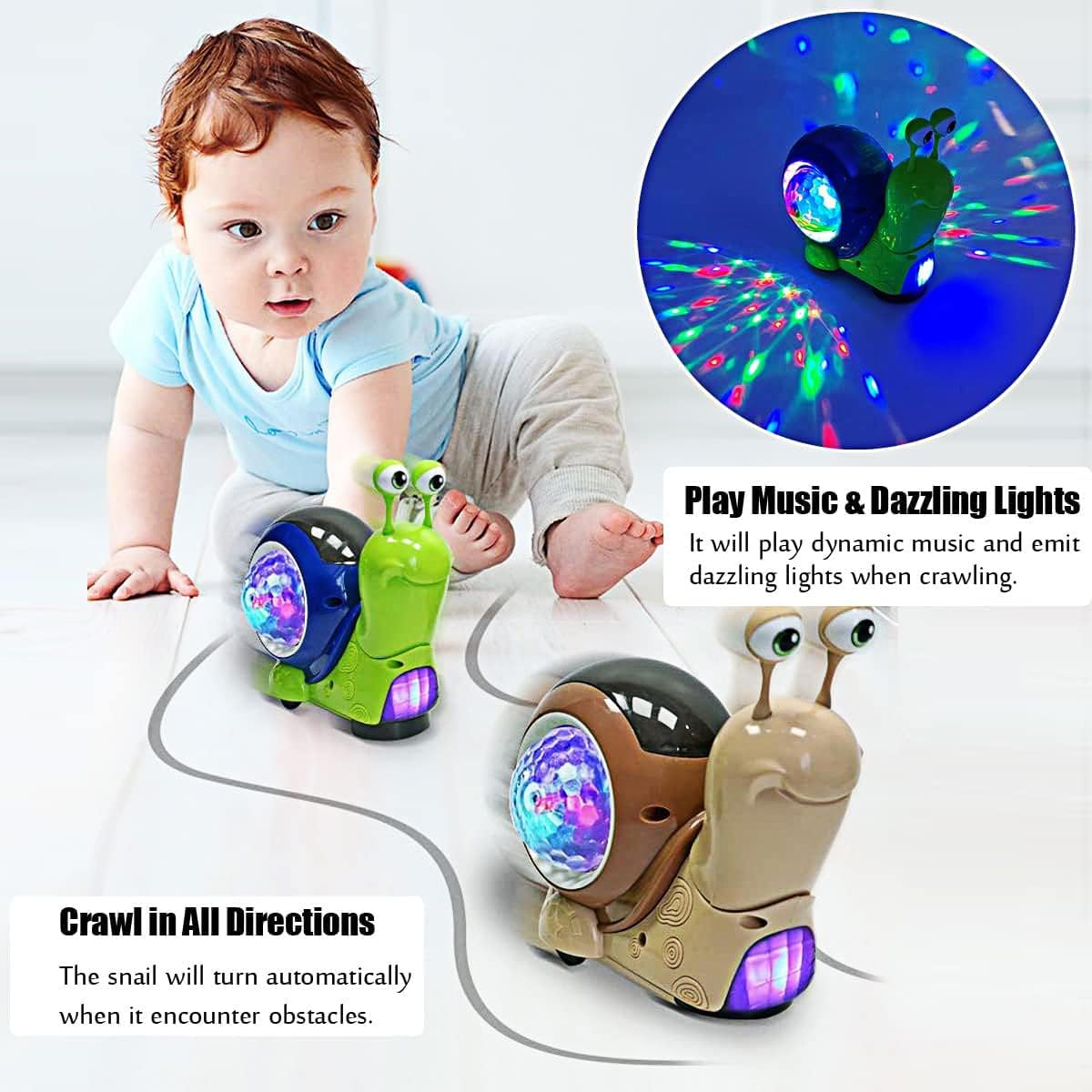 Phone Accessories Baby - Kriechende Schnecken-Baby-Spielzeuge: Laufende, tanzende, interaktive Musik-