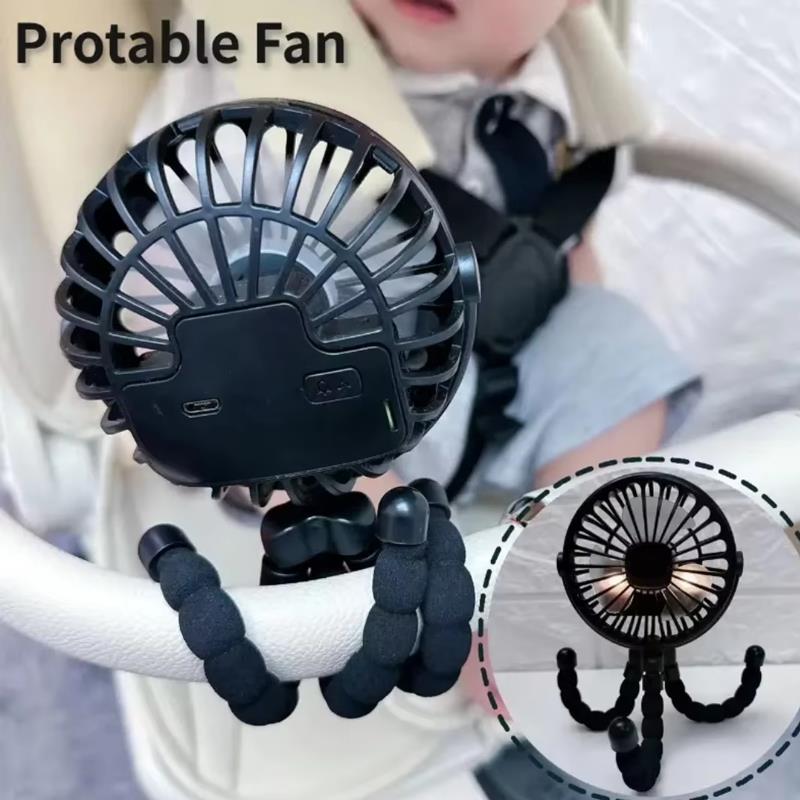 Phone Accessories Baby - Baby-Kinderwagen-Ventilator mit 3 Geschwindigkeiten und Licht,