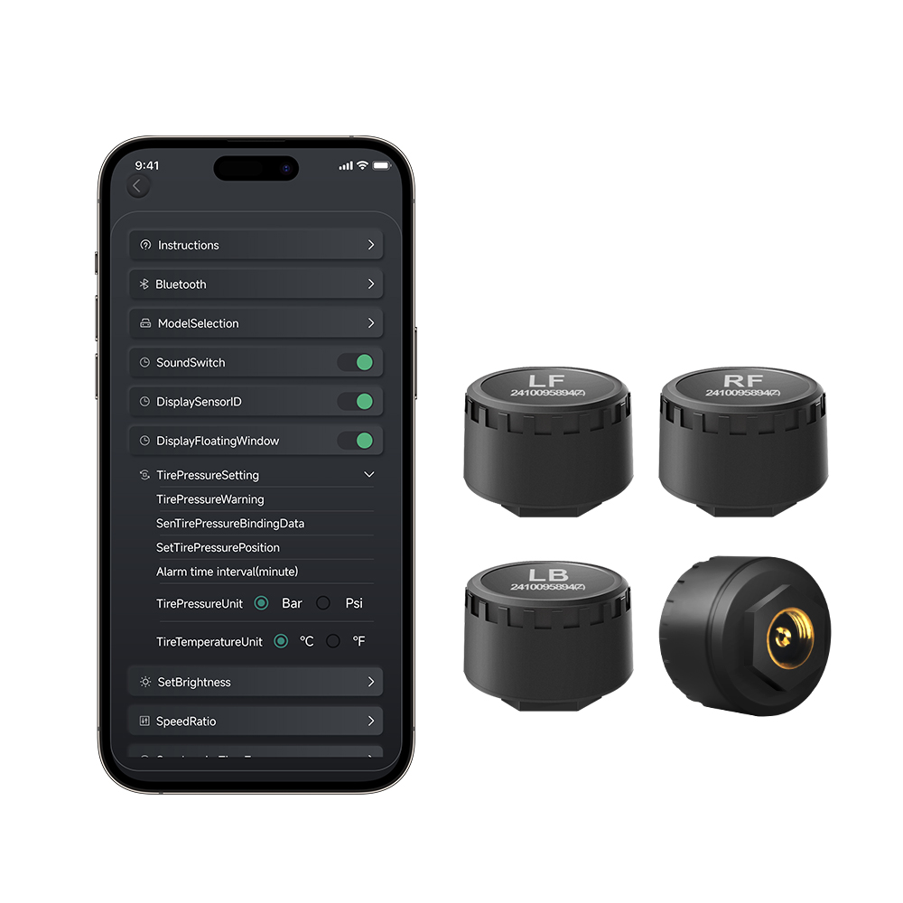 Phone Accessories App - Auto TPMS 4 Sensoren Bluetooth Reifendruckkontrollsystem