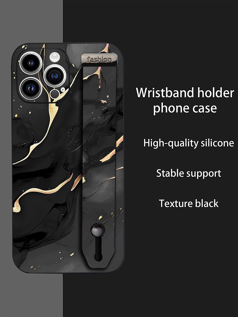 Phone Accessories Case - Luxus Flüssigkeit Silikon Marmor Muster Handgelenk