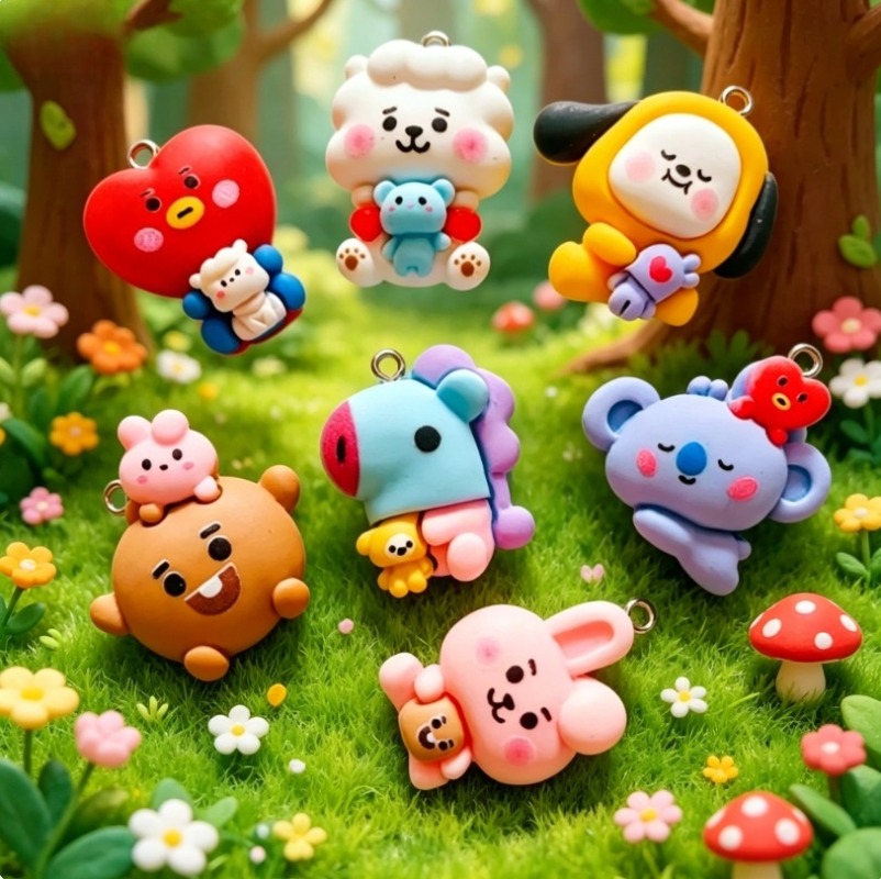 7 Stück BT21 Harz-Cartoon-Anhä – Phone Accessories Diy Bewertung und Preis